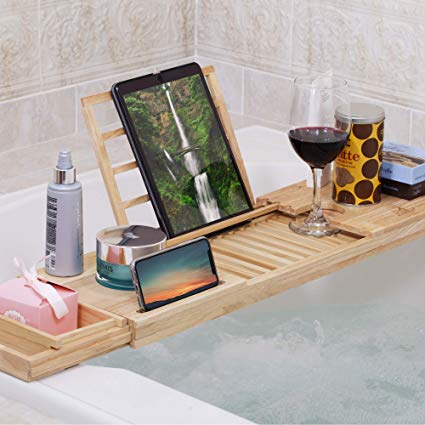 Bathtub Caddy Waterproof Bath Tray, bathtub tray, bath tray, bath caddy, bathtub caddy,  bamboo bath tray, bamboo bathtub tray, bamboo bath caddy, bamboo bathtub caddy.