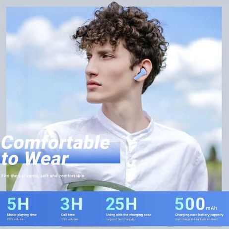 True Wireless Earbuds 5.3 Bluetooth Earphones With Dual Microphone Environmental Noise Canceling Sound Reduction And Crystal Clear Rechargeable Case