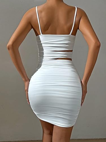 Women's Ruched Bodycon Mini Dress, Sexy Summer Mini Dress Spaghetti Strap Cut Out Ruched Bodycon Dresses For Women Party Tight Sundress Clubwear Party Dress Prom Dress, Wedding Dress, Bridesmaid Dress,  Cocktail Dress, Date Night Dress, Vestidos Mujer, Mini Dress, Exceptional Store.