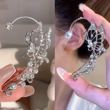 Crystal Butterfly Earrings Ear Cuffs-women's earrings, slip on earrings, ear cuffs, slip on ear cuffs, butterfly earrings, Exceptional Store