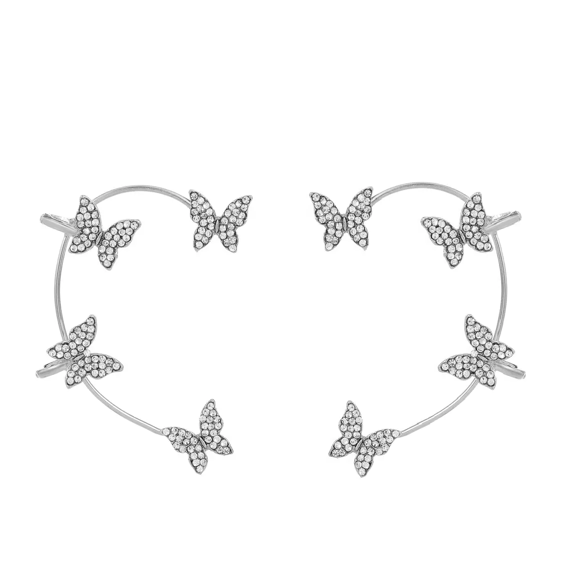Butterfly Earrings Crystal Ear Cuff