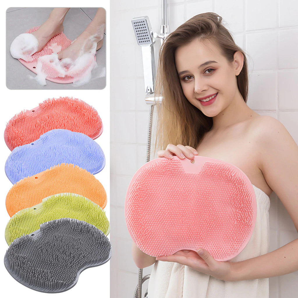 Apricot Colored Soft And Safe Silicone Anti-slip Bath Mat For Shower With  Suction Cups And Drain Holes. Suitable For Children And The Elderly. Non-toxic  And Machine Washable.