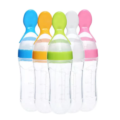 baby silicone feeding spoon with container